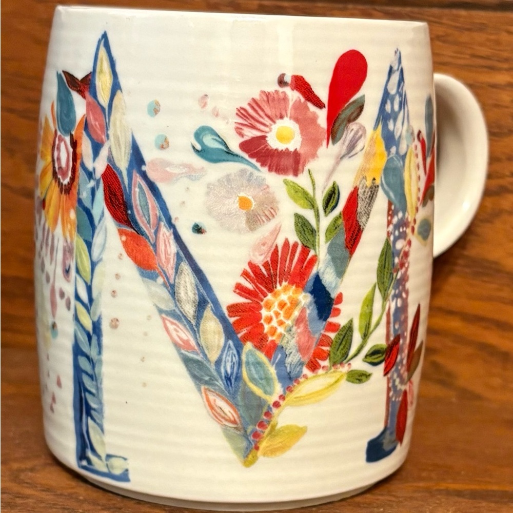 Anthropologie Floral Monogram Mug - Multicolor